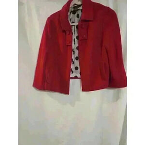 Sandro Sportswear Cropped Cape-Style Jacket Red Button Front Long Sleeve
